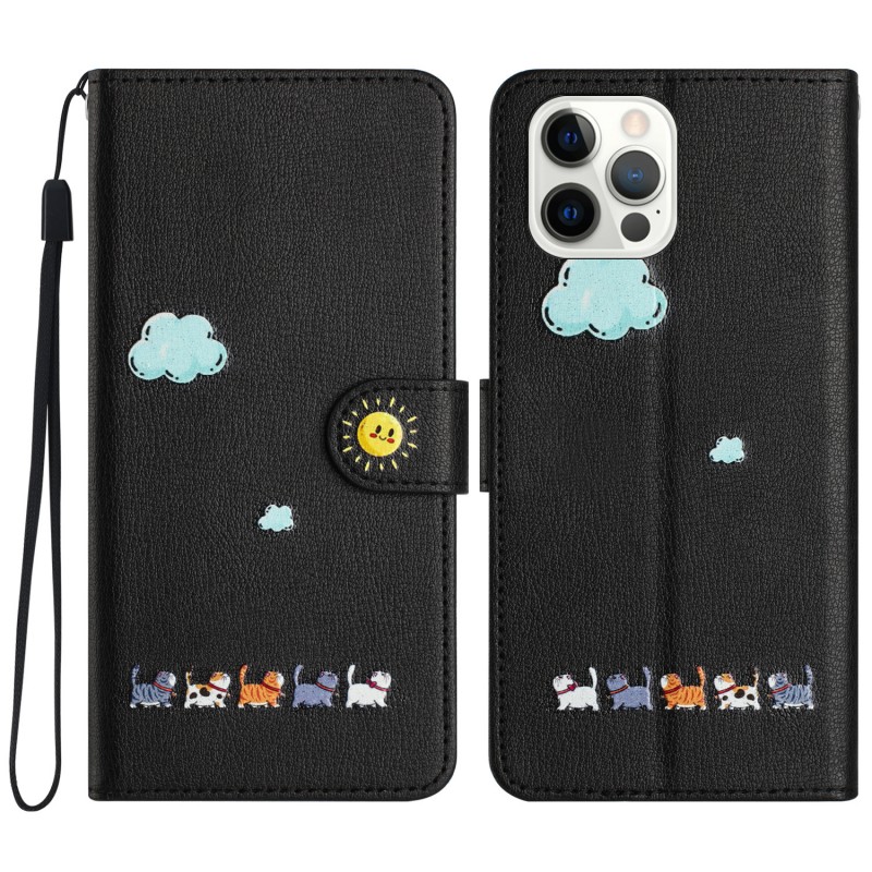 Cartoon Painted Flip Phone Case with Card Slot